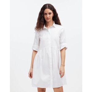 Madewell Button-Front‎ Mini Shirtdress in Poplin White XS NWT